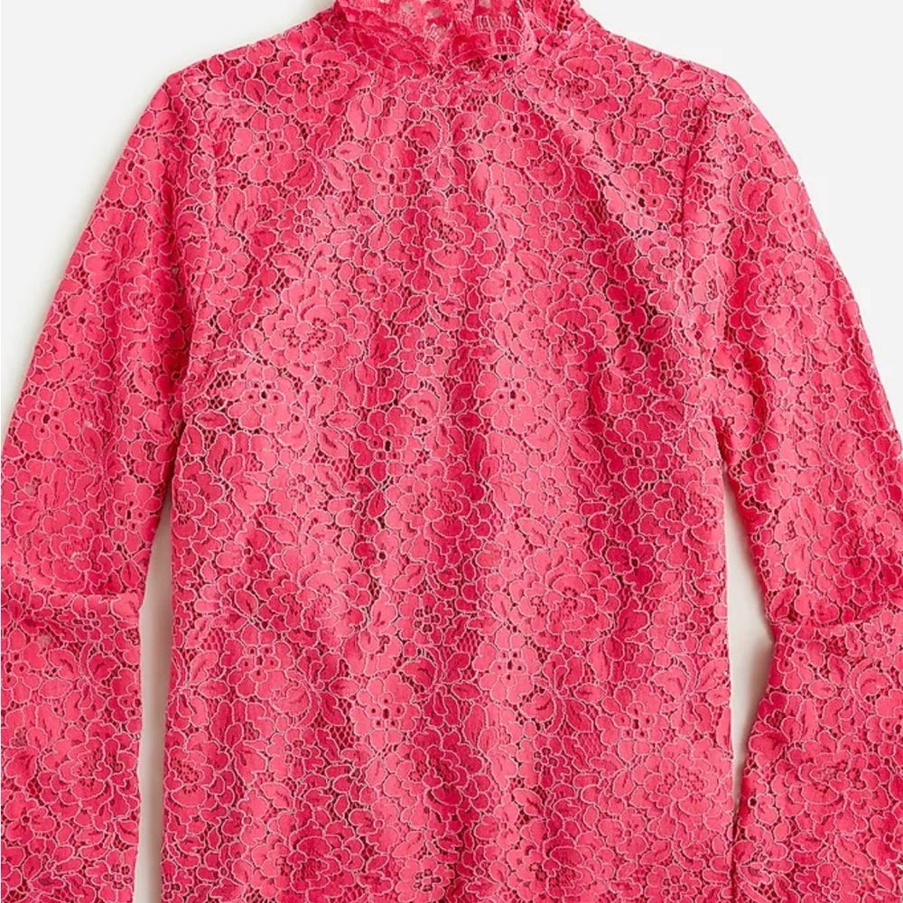 EUC J. Crew Scalloped Lace Mockneck 14